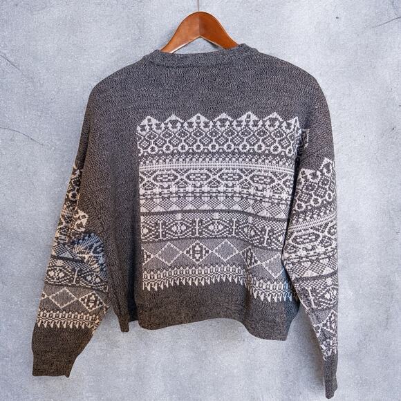 Alexander Wang 2010s Fair Isle Wool Sweater Gray Nordic Knit Small - Picture 3 of 9